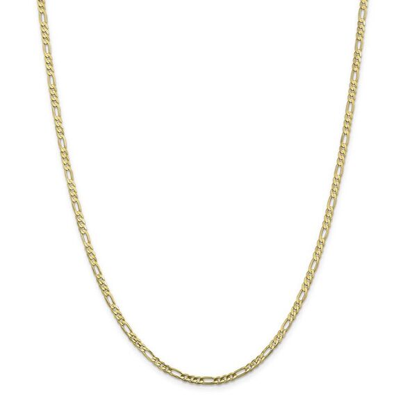 3mm, 10k Yellow Gold, Concave Figaro Chain Necklace, 18 Inch - Picture 3 of 8